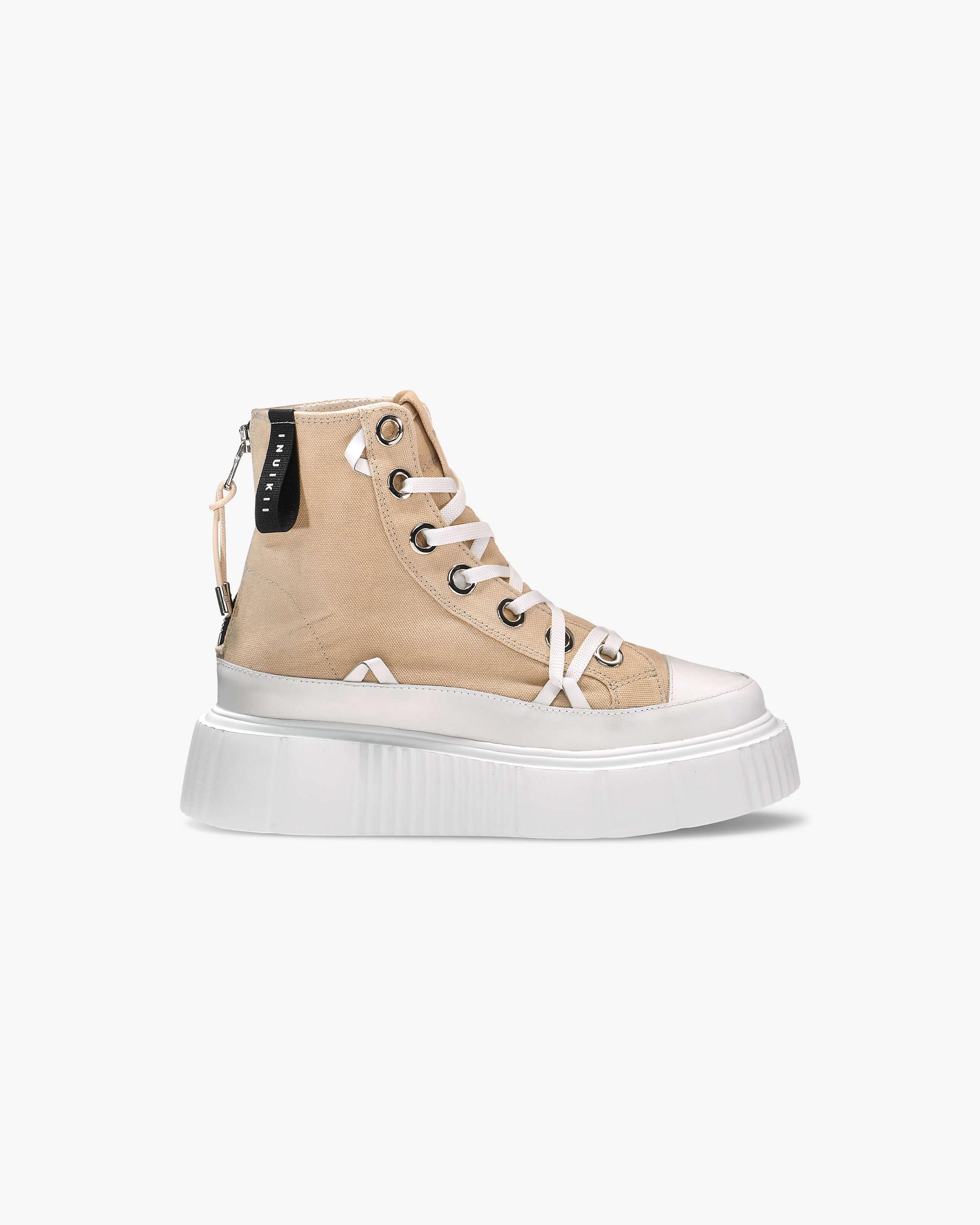 Beige Women's Inuikii Matilda Canvas High Canvas Shoes | MJZV-63194