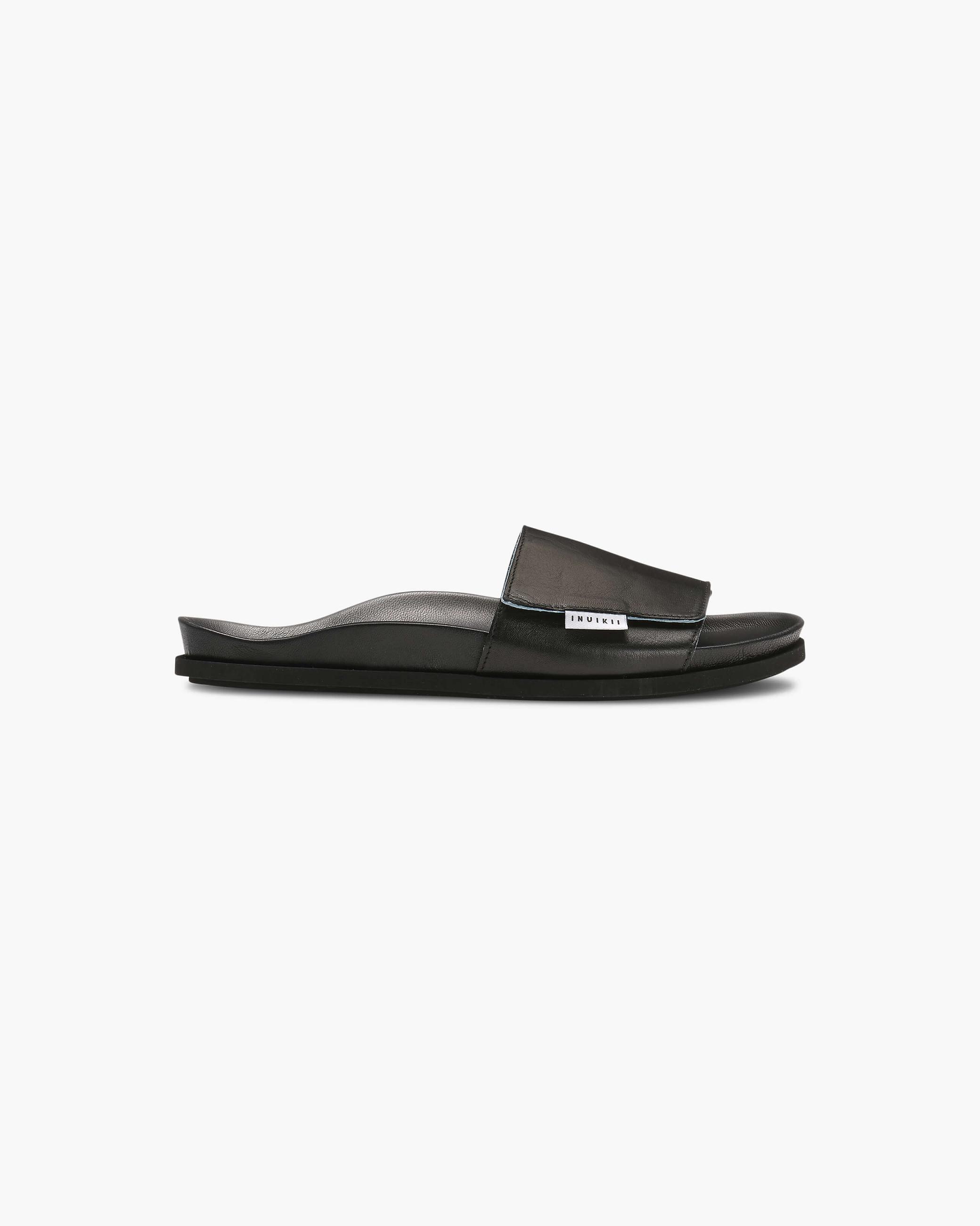 Black Men's Inuikii Arc Velcro Slippers | JZFA-36294