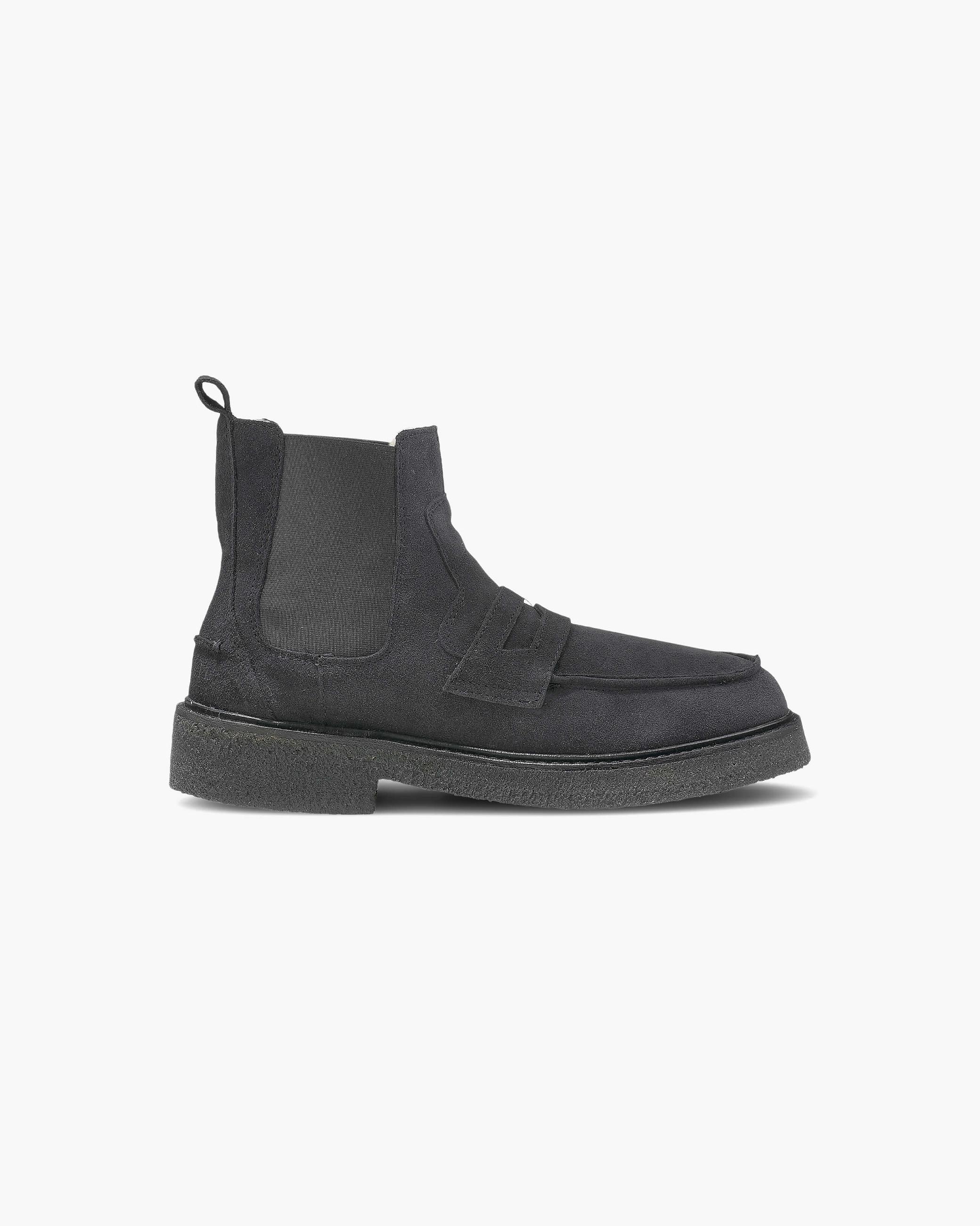 Black Men's Inuikii Chelsea Velour Chelsea Boots | QSNG-17234