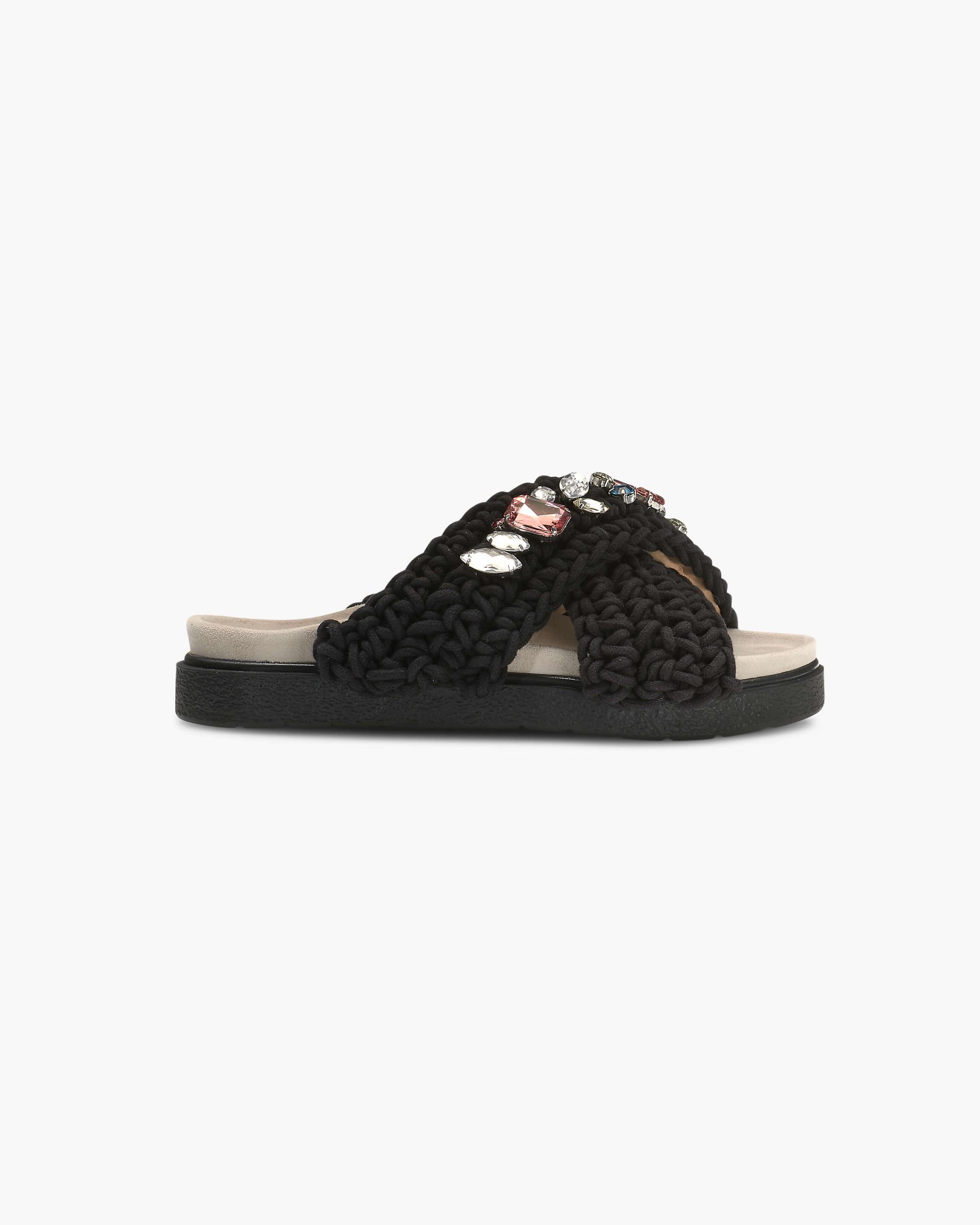 Black Women's Inuikii Woven Stones Slippers | QUYZ-30782