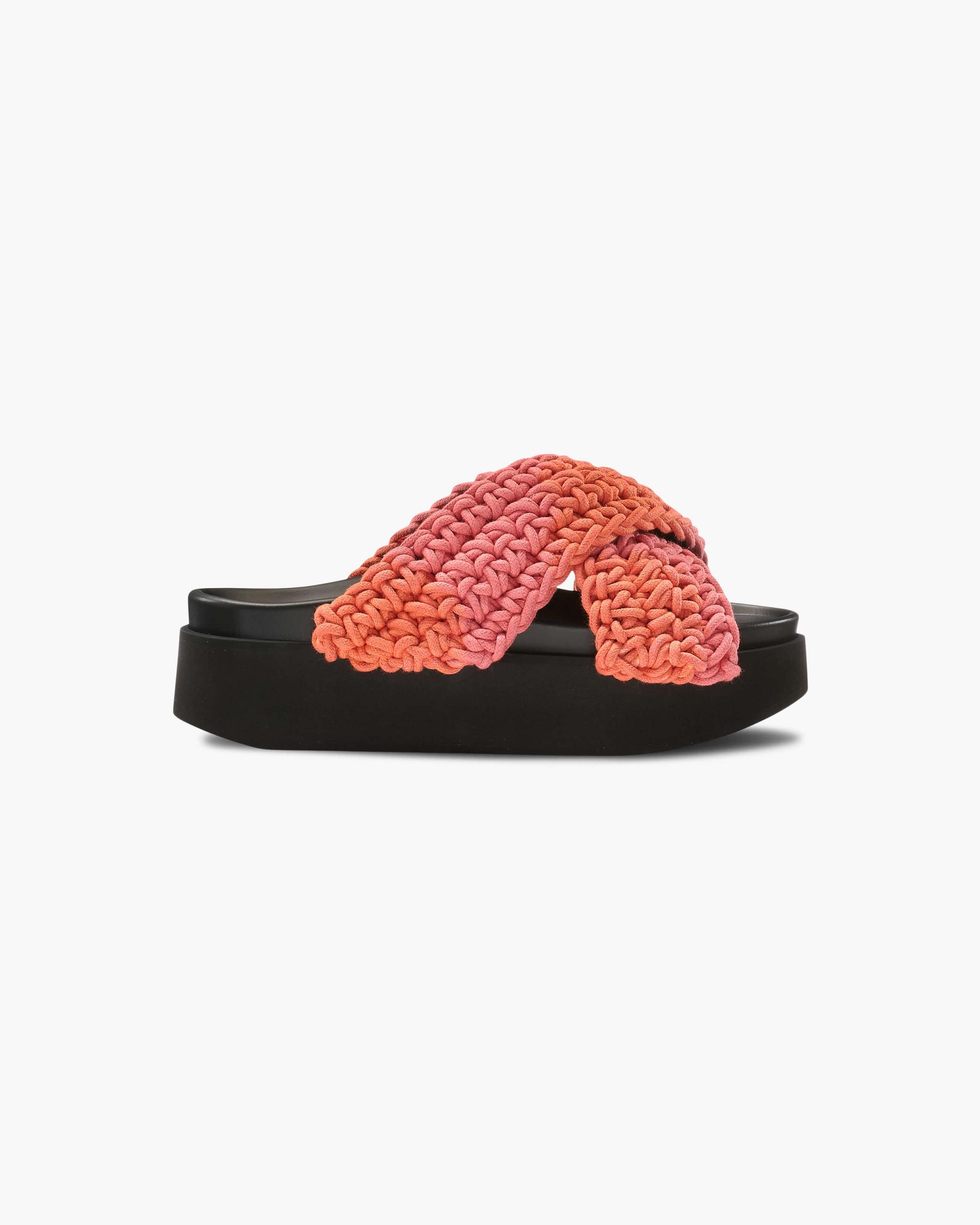 Pink Women's Inuikii Platform Woven Batic Sandals | DHEZ-36205