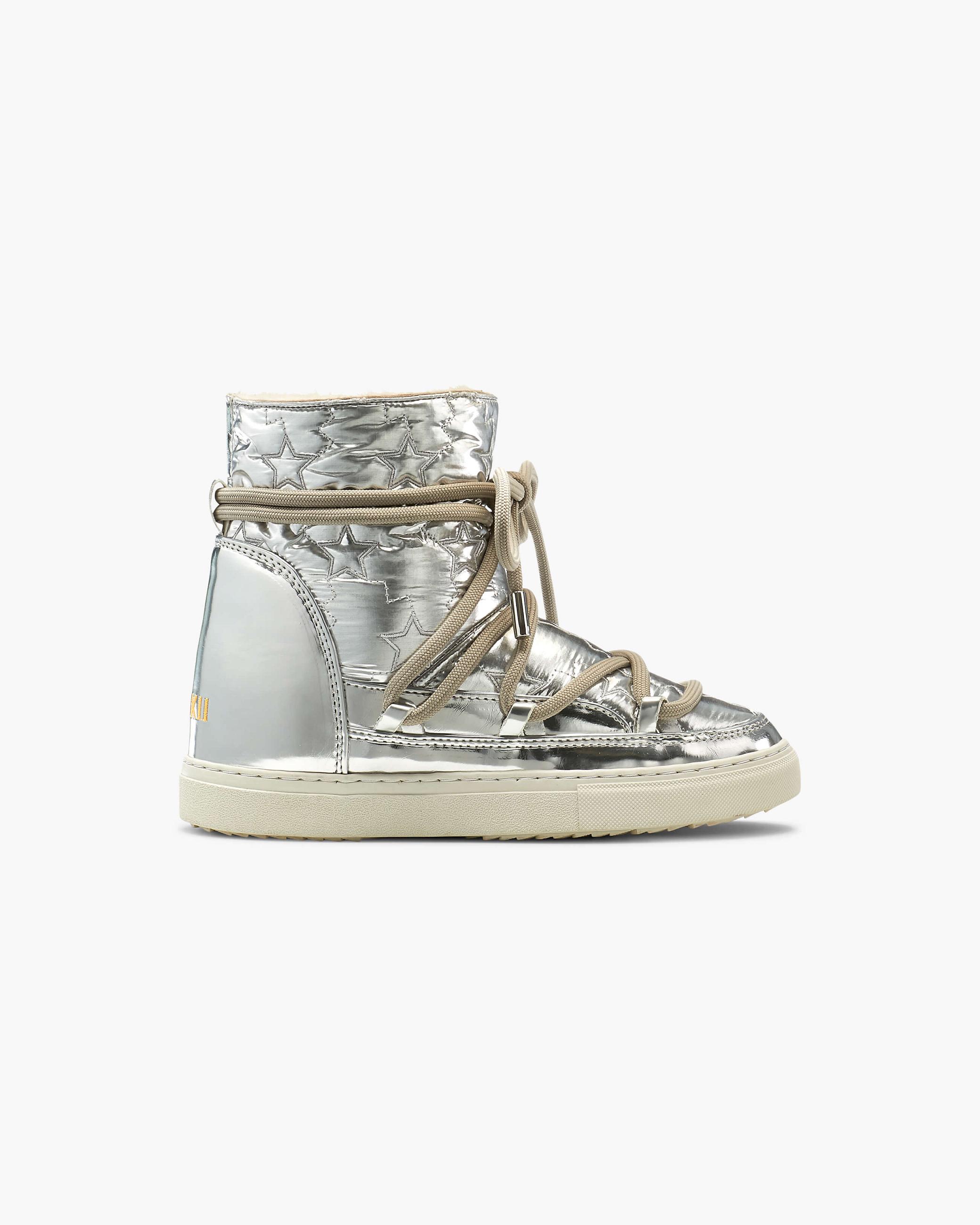 Silver Women's Inuikii Bomber Star Wedge Winter Sneakers | AEYQ-56318