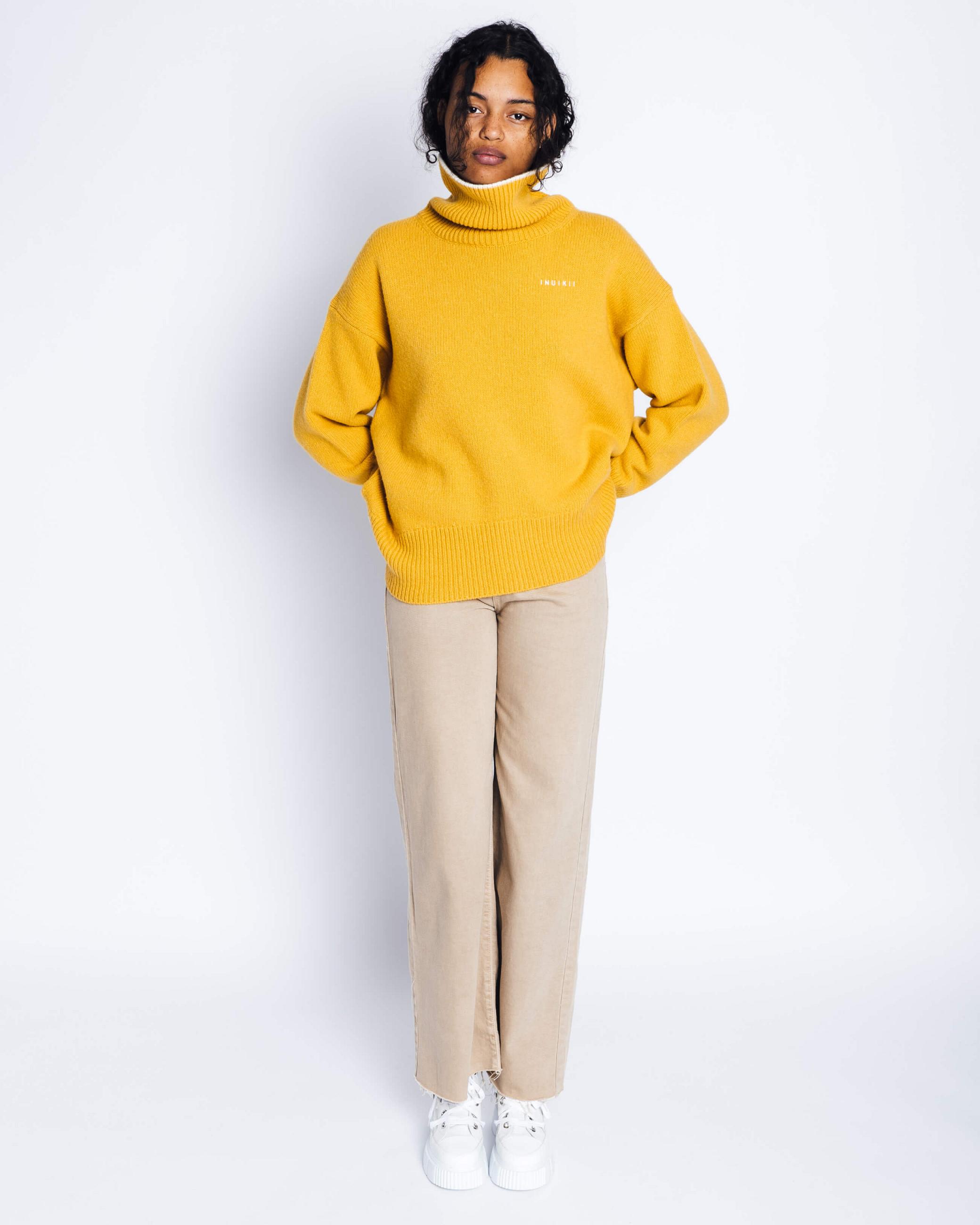 Yellow Women's Inuikii High Neck Knit Sweater Knitted Sweatshirt | PEVX-82631