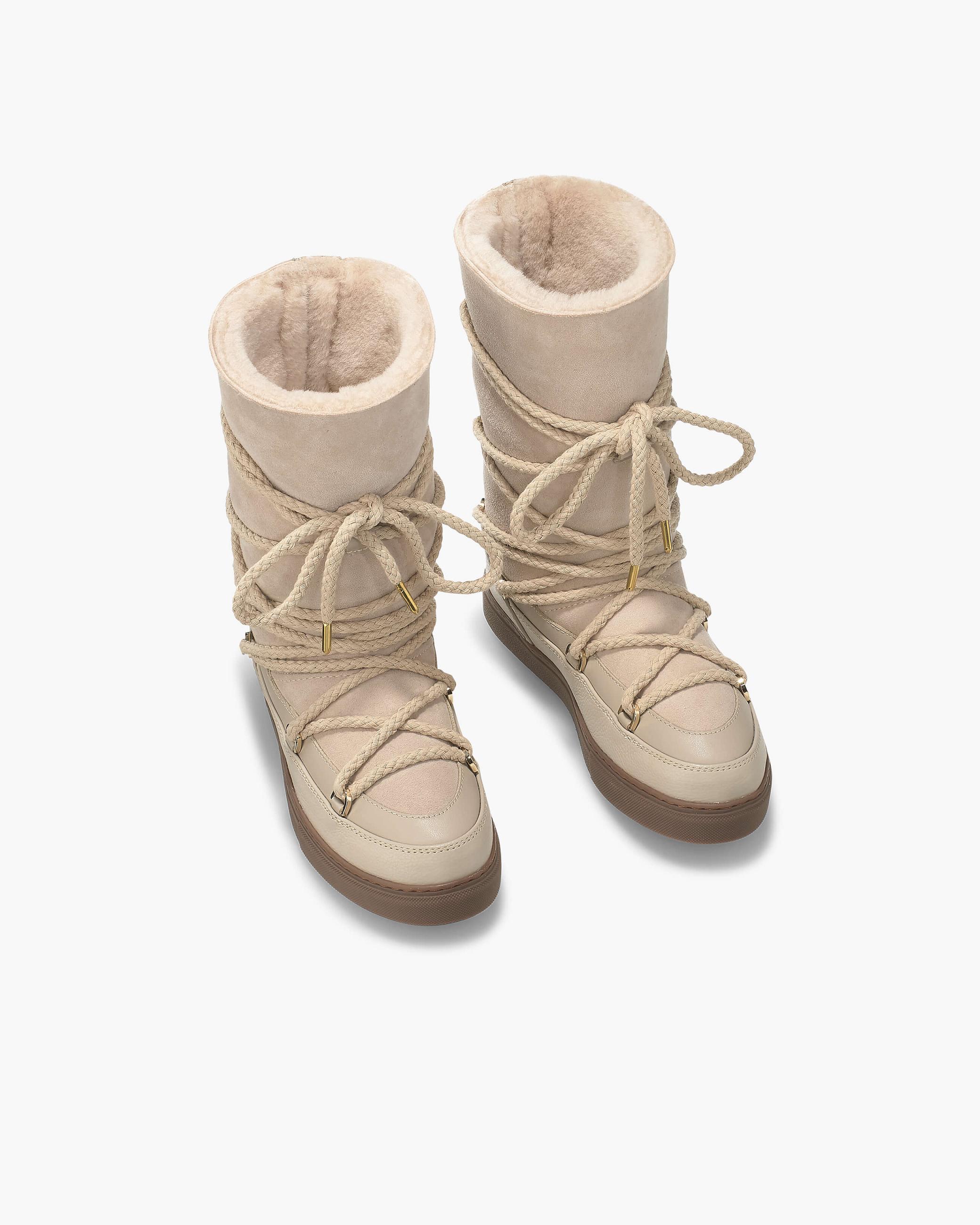 Beige Women's Inuikii Classic High Laced Winter Sneakers | LSXY-42758