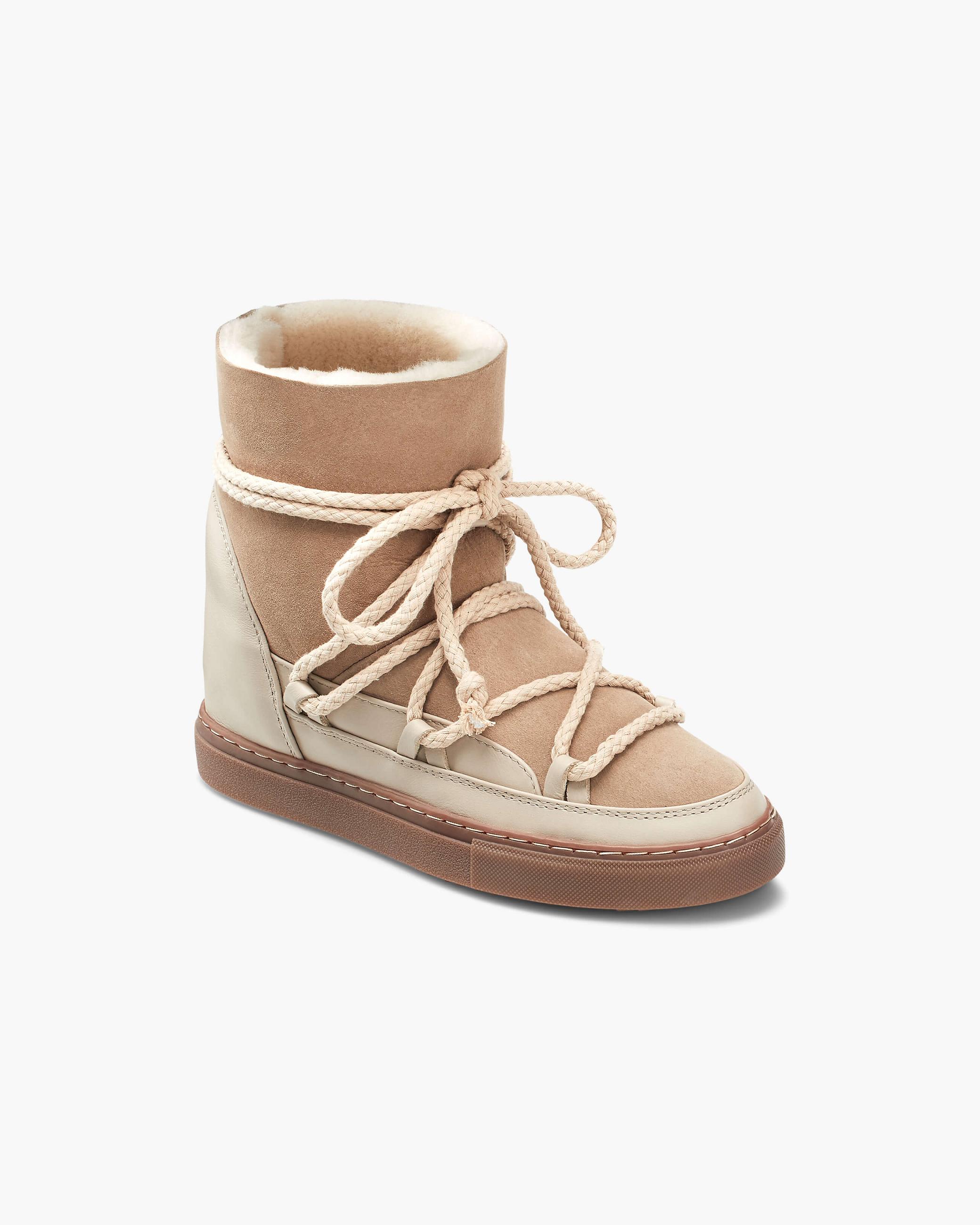 Beige Women's Inuikii Classic Wedge Winter Sneakers | OXMB-23814