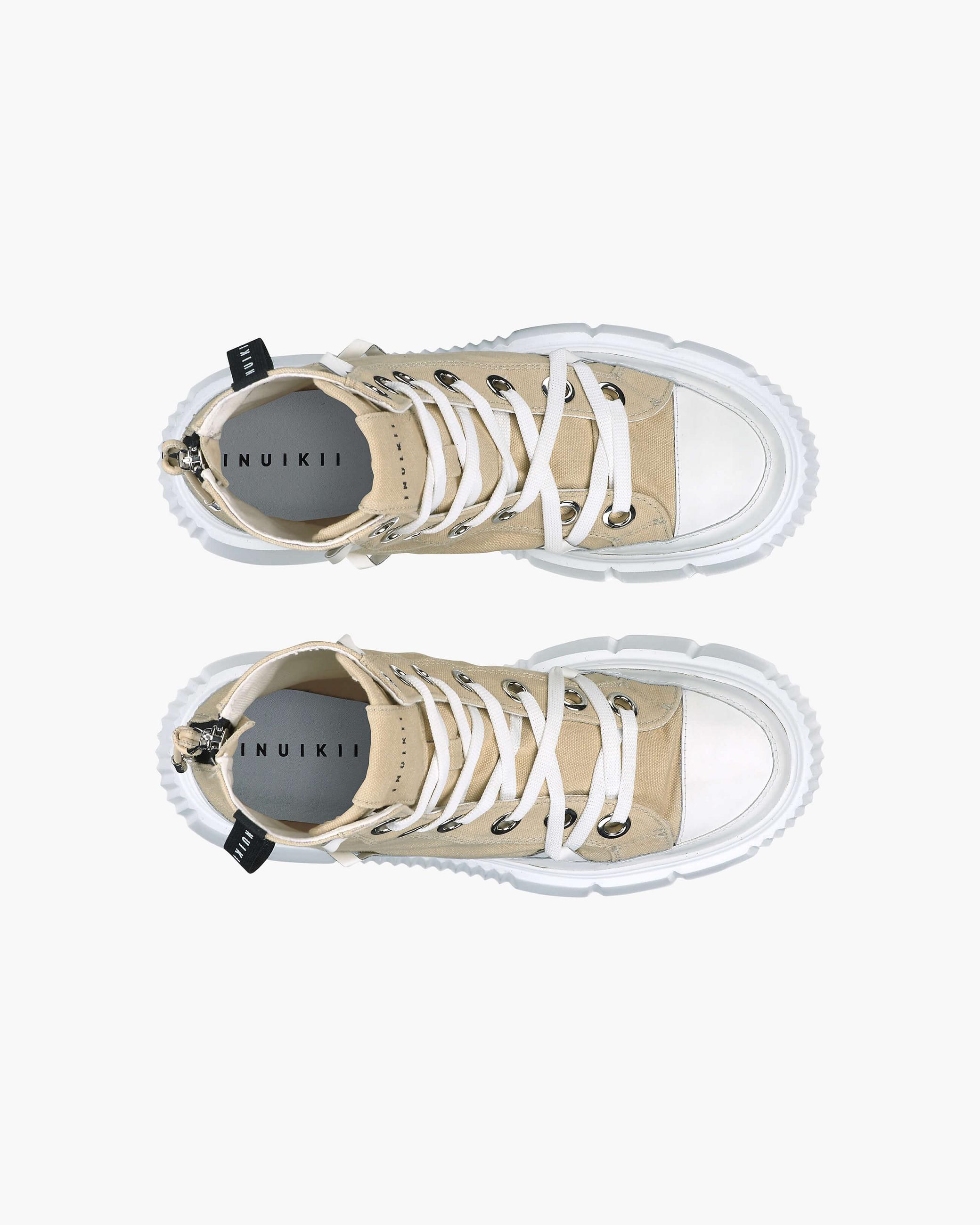 Beige Women's Inuikii Matilda Canvas High Canvas Shoes | MJZV-63194