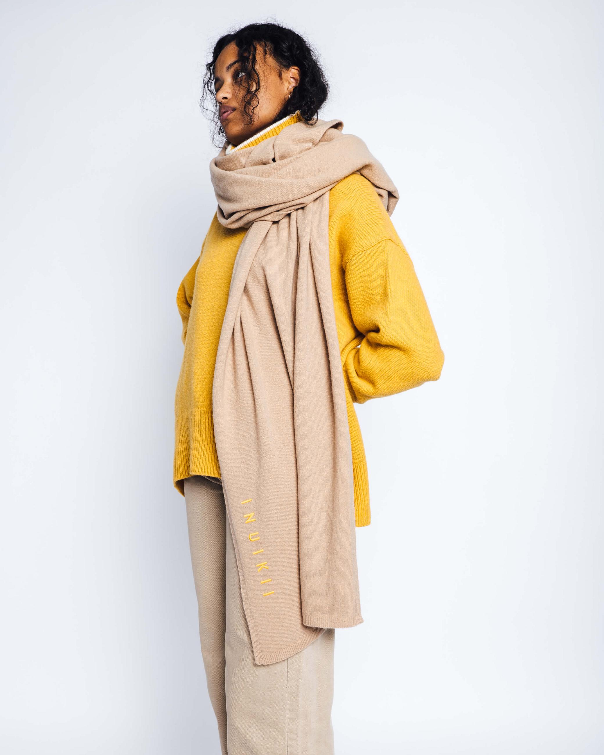 Beige Women's Inuikii Oversized Wool Scarf Scarf | RYNH-86041