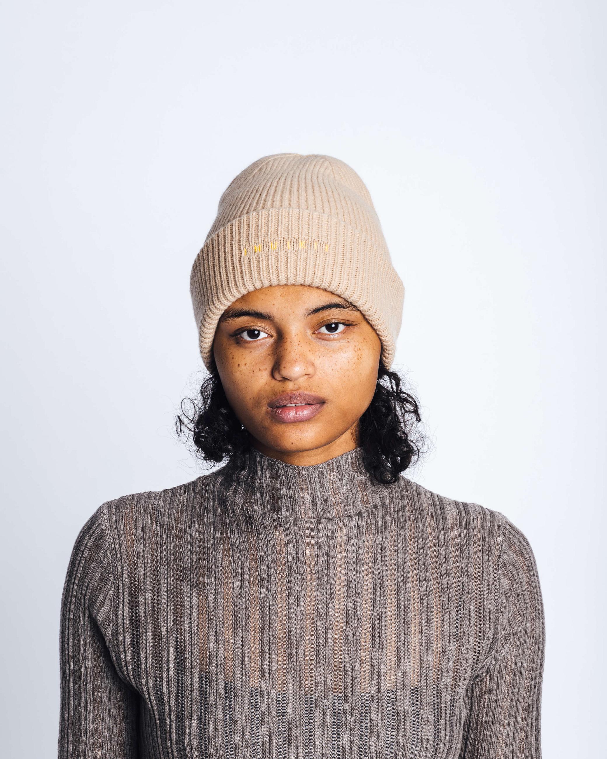 Beige Women's Inuikii Wool Beanie Beanies | PWGK-76208