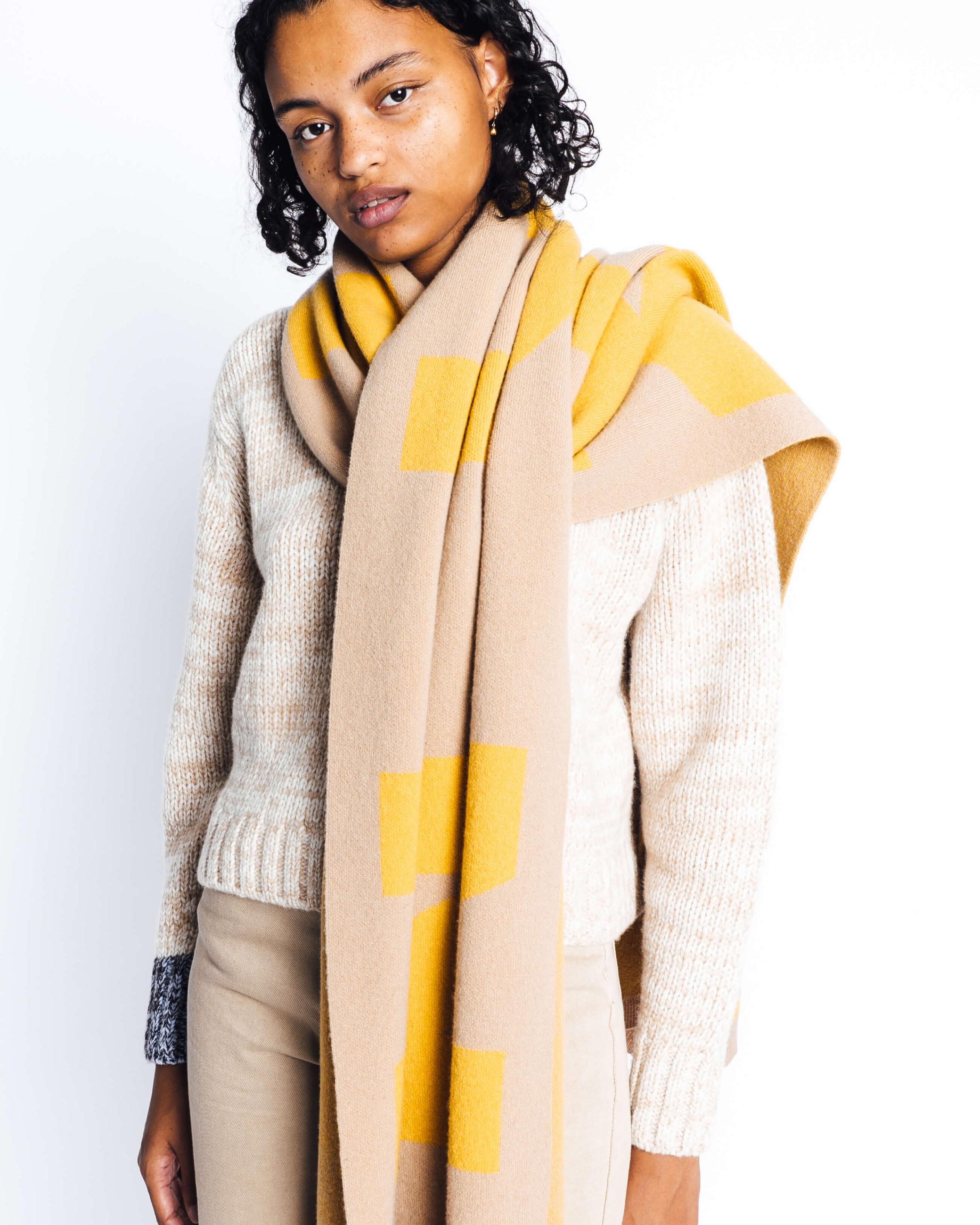 Beige - Yellow Men's Inuikii Jacquard Scarf INUIKII Scarves | REDY-94352