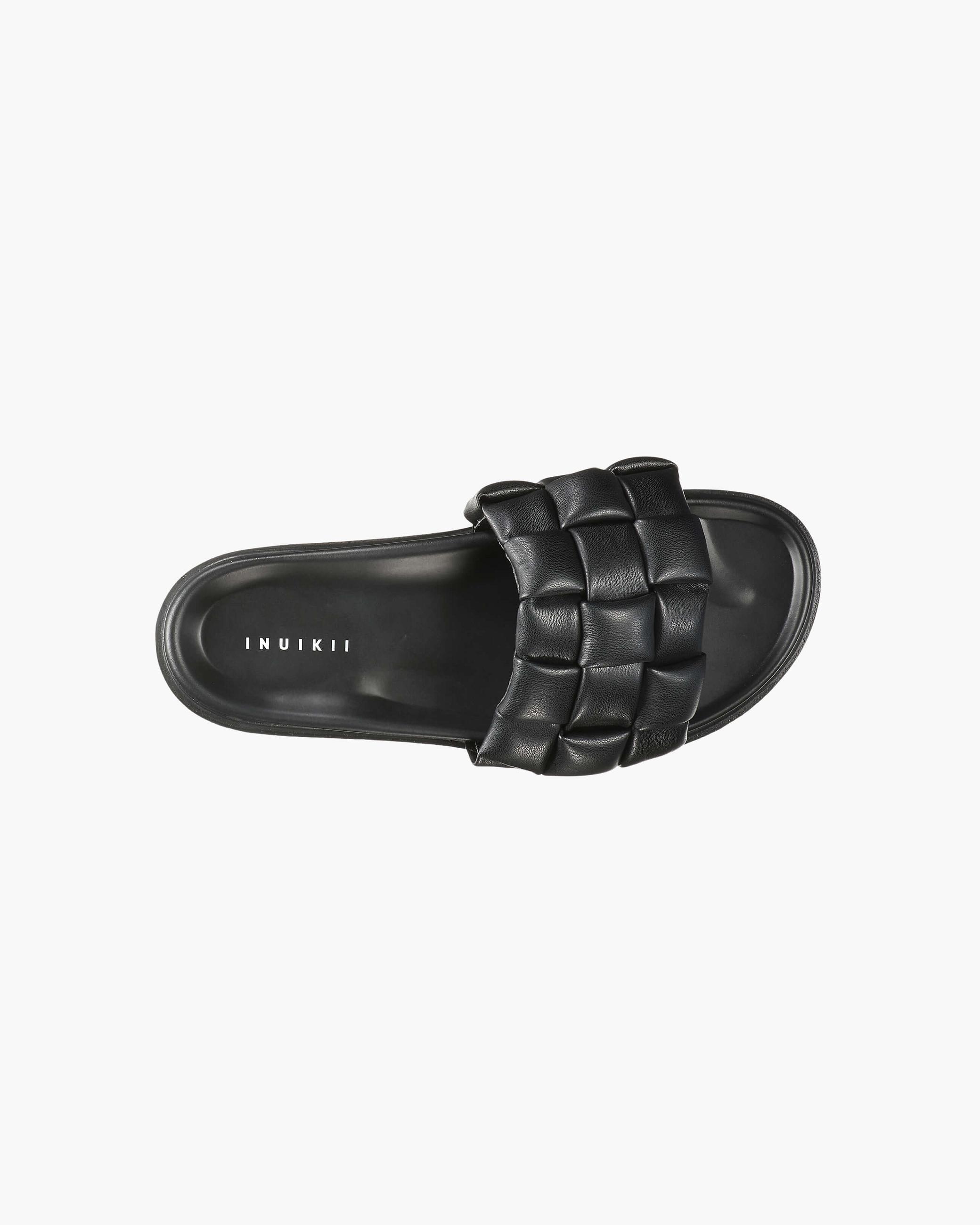 Black Women's Inuikii Braided Leather Slippers | BCJF-04596