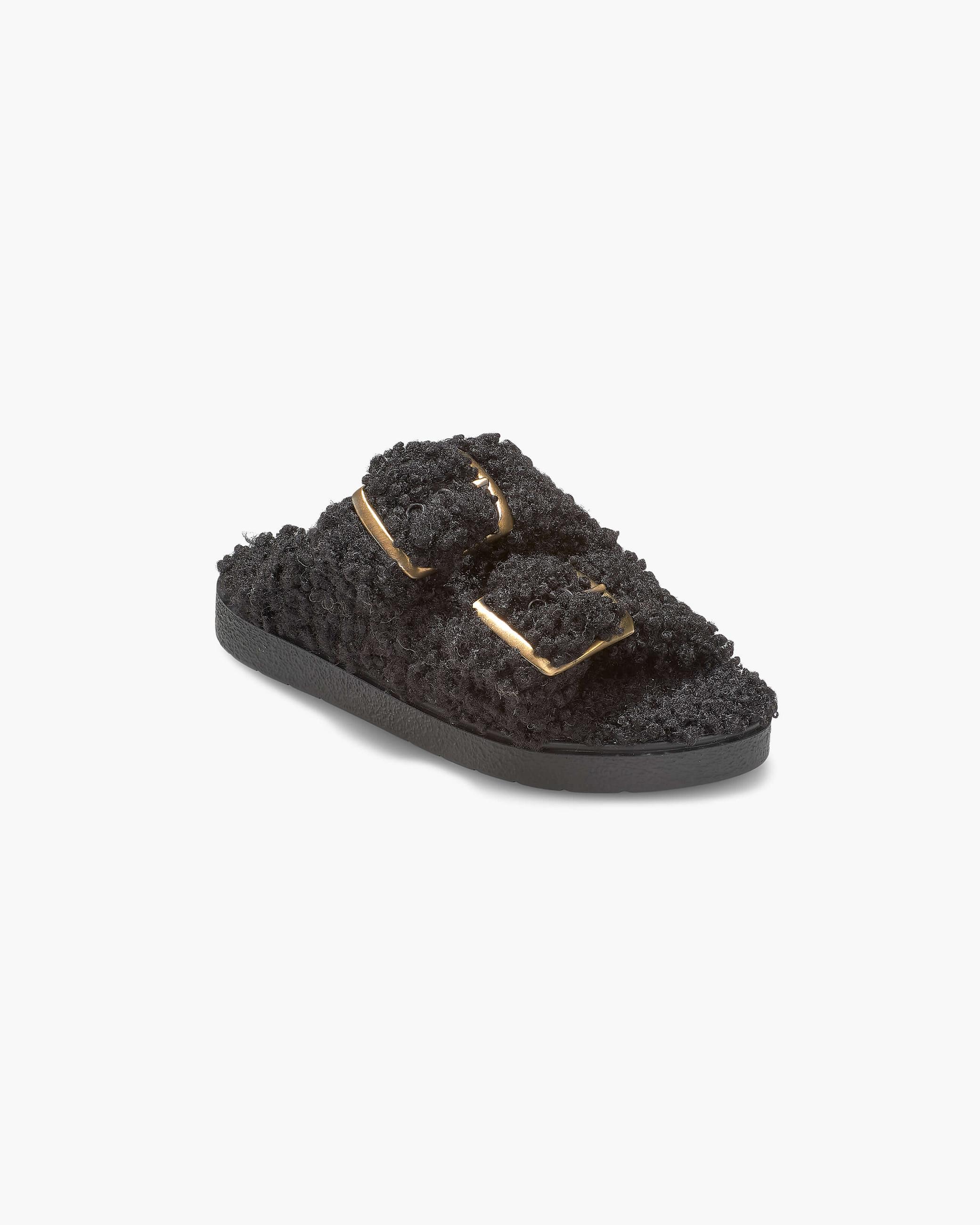 Black Women's Inuikii Buckle Vegan Slippers | RHEB-02641