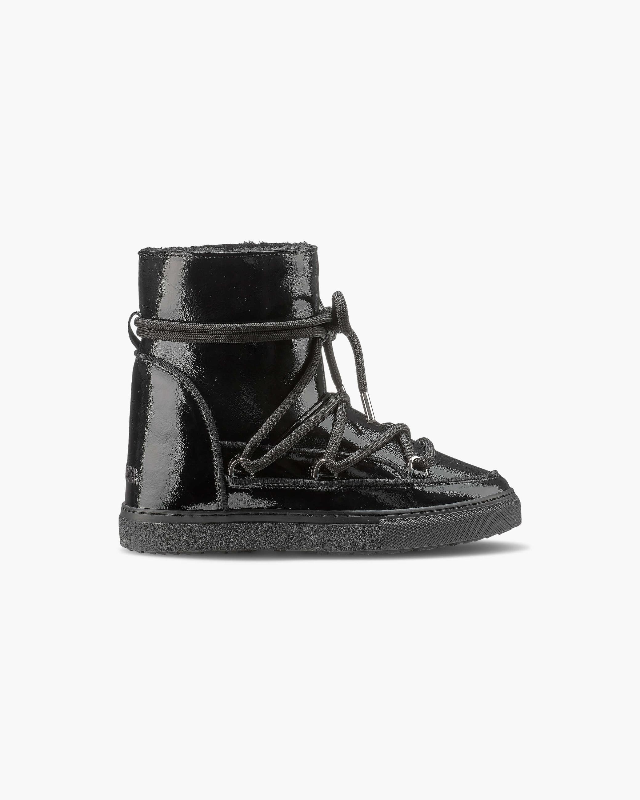 Black Women\'s Inuikii Full Leather Naplack Wedge Winter Sneakers | VDTQ-93750