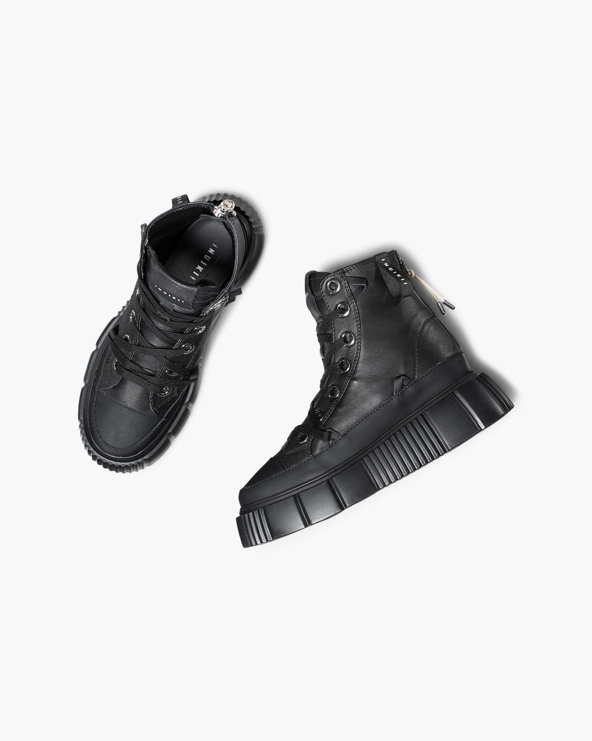 Black Women's Inuikii Matilda Leather Winter Sneakers | UGDK-58920