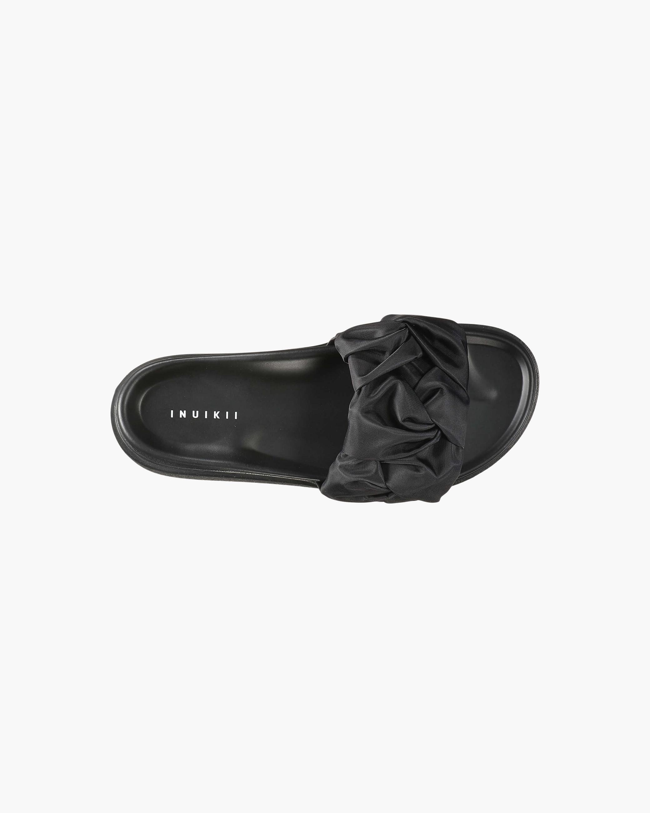 Black Women's Inuikii Platform Fjord Flower Sandals | ZNBY-63154