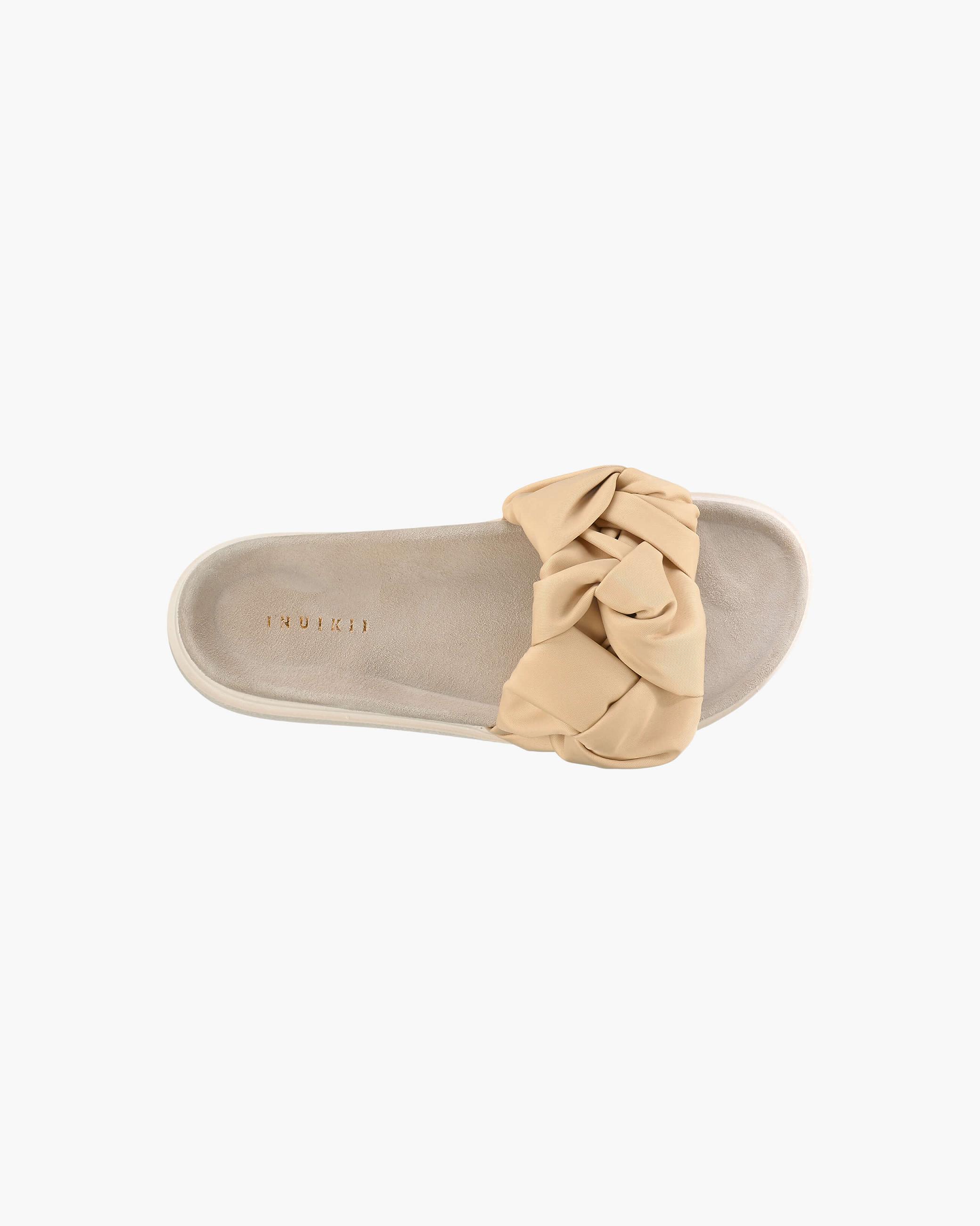 Cream Women's Inuikii Platform Fjord Flower Sandals | OFMY-53197