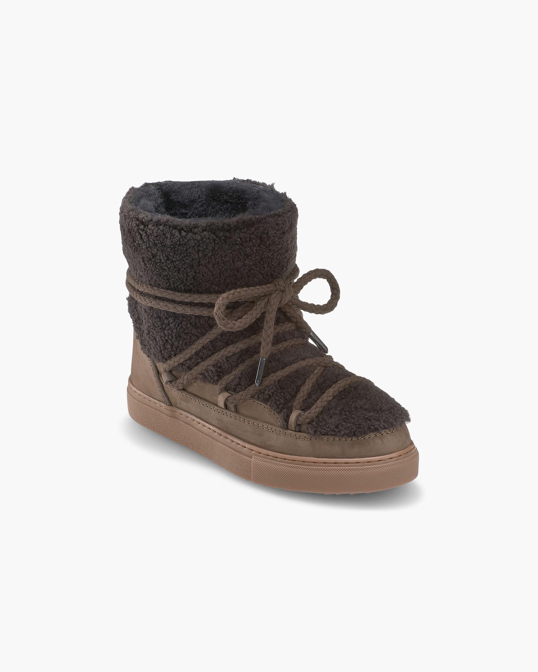 Dark Brown Women's Inuikii Curly Winter Sneakers | PVZM-46197