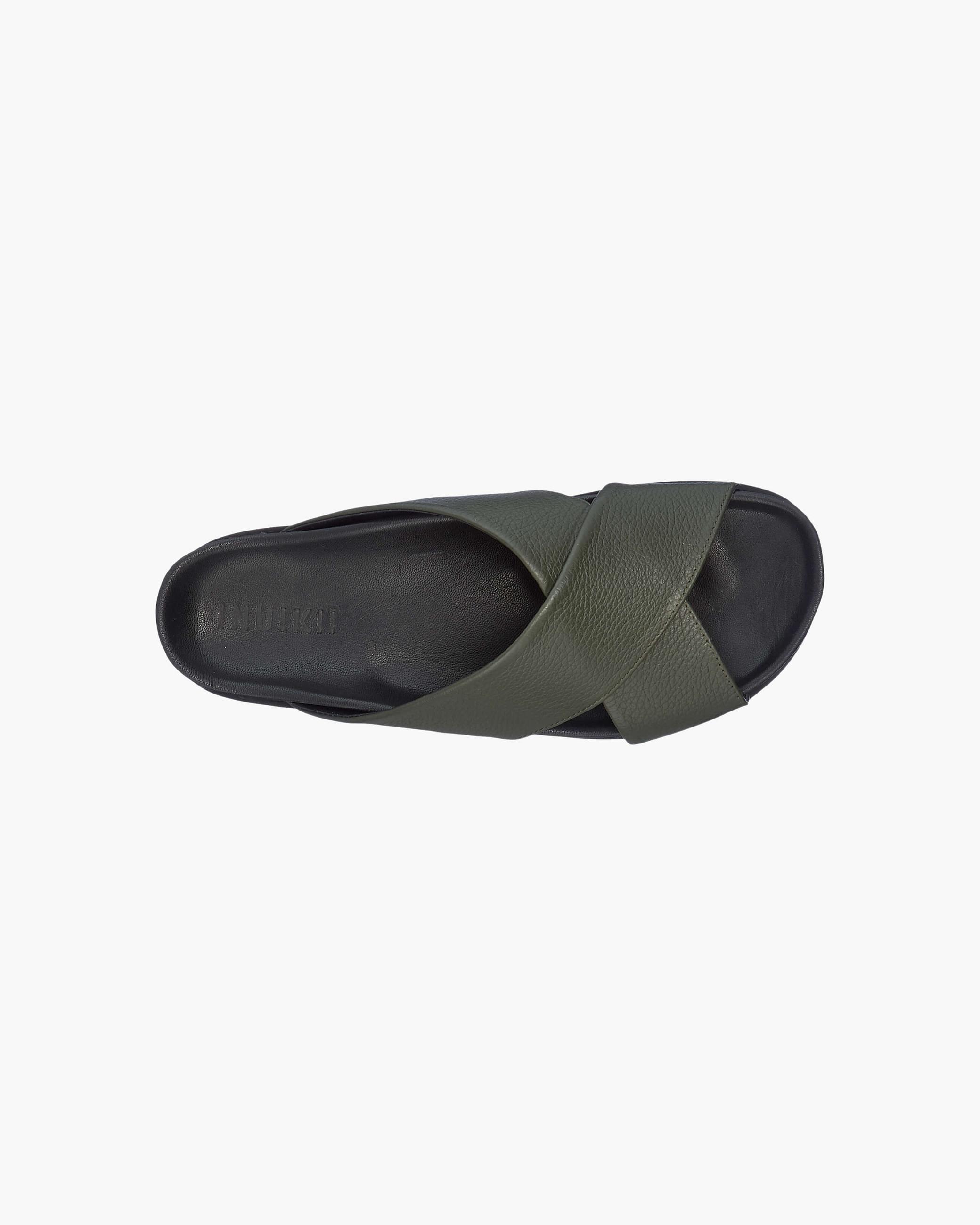 Green Men's Inuikii Crossed Slippers | UCRF-61574