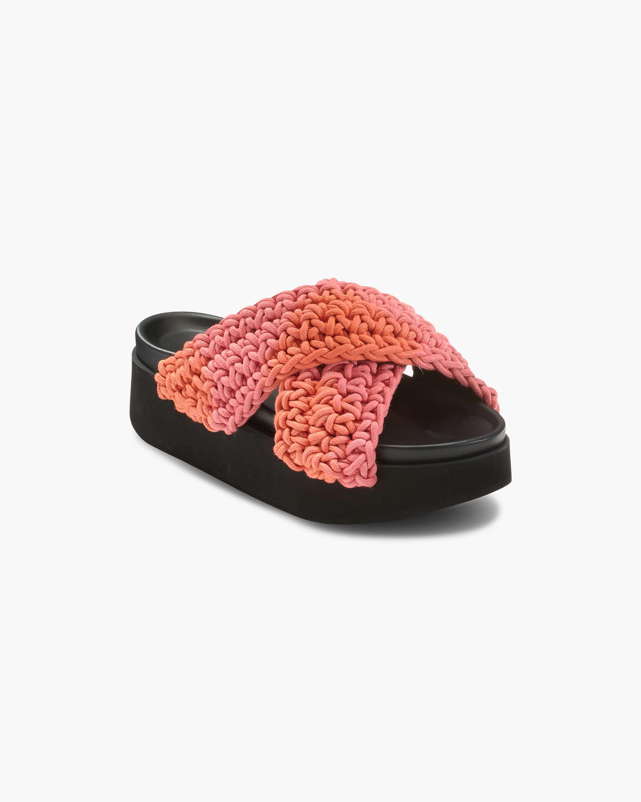 Pink Women's Inuikii Platform Woven Batic Sandals | DHEZ-36205