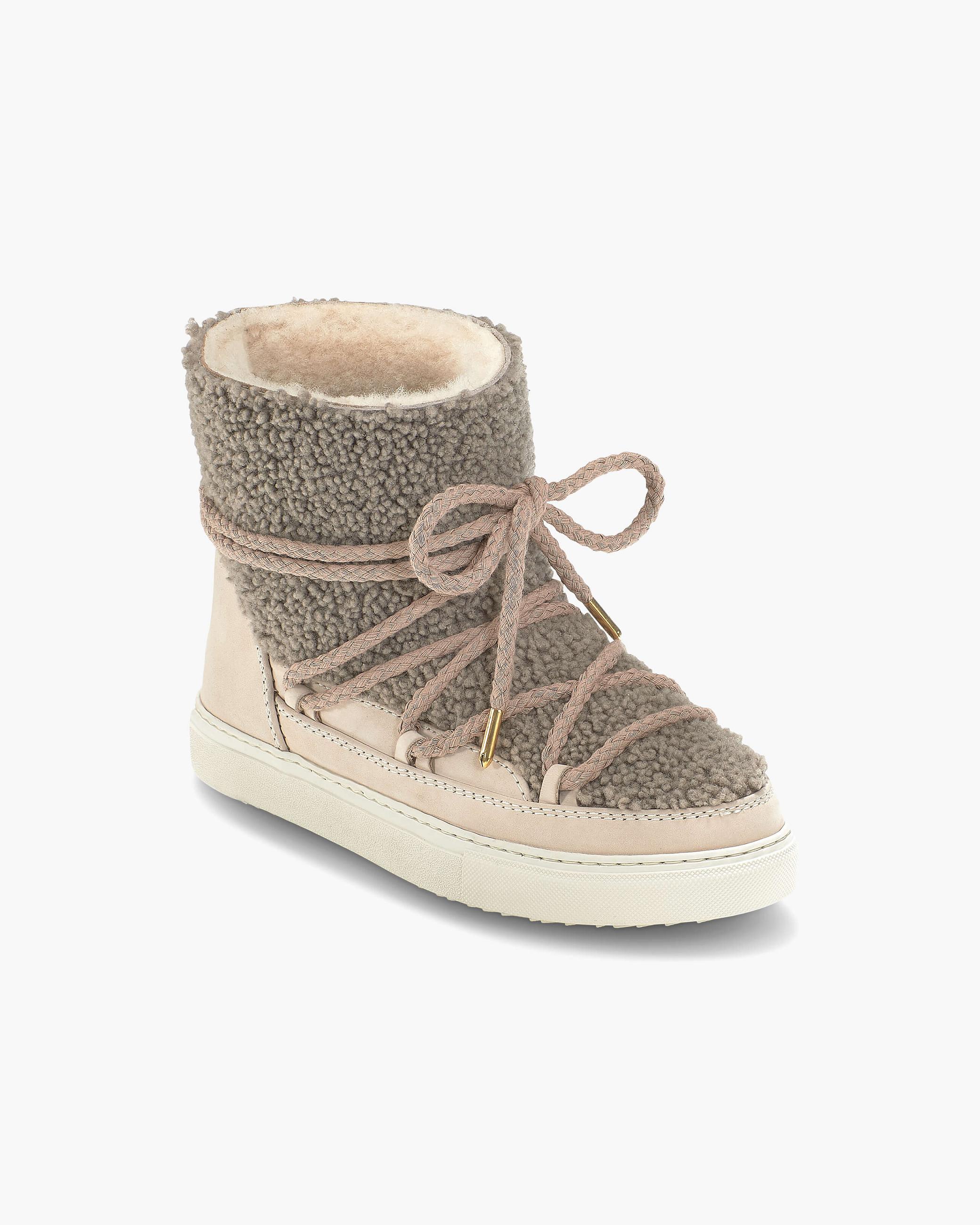 Taupe Women's Inuikii Curly Winter Sneakers | JGRZ-82697