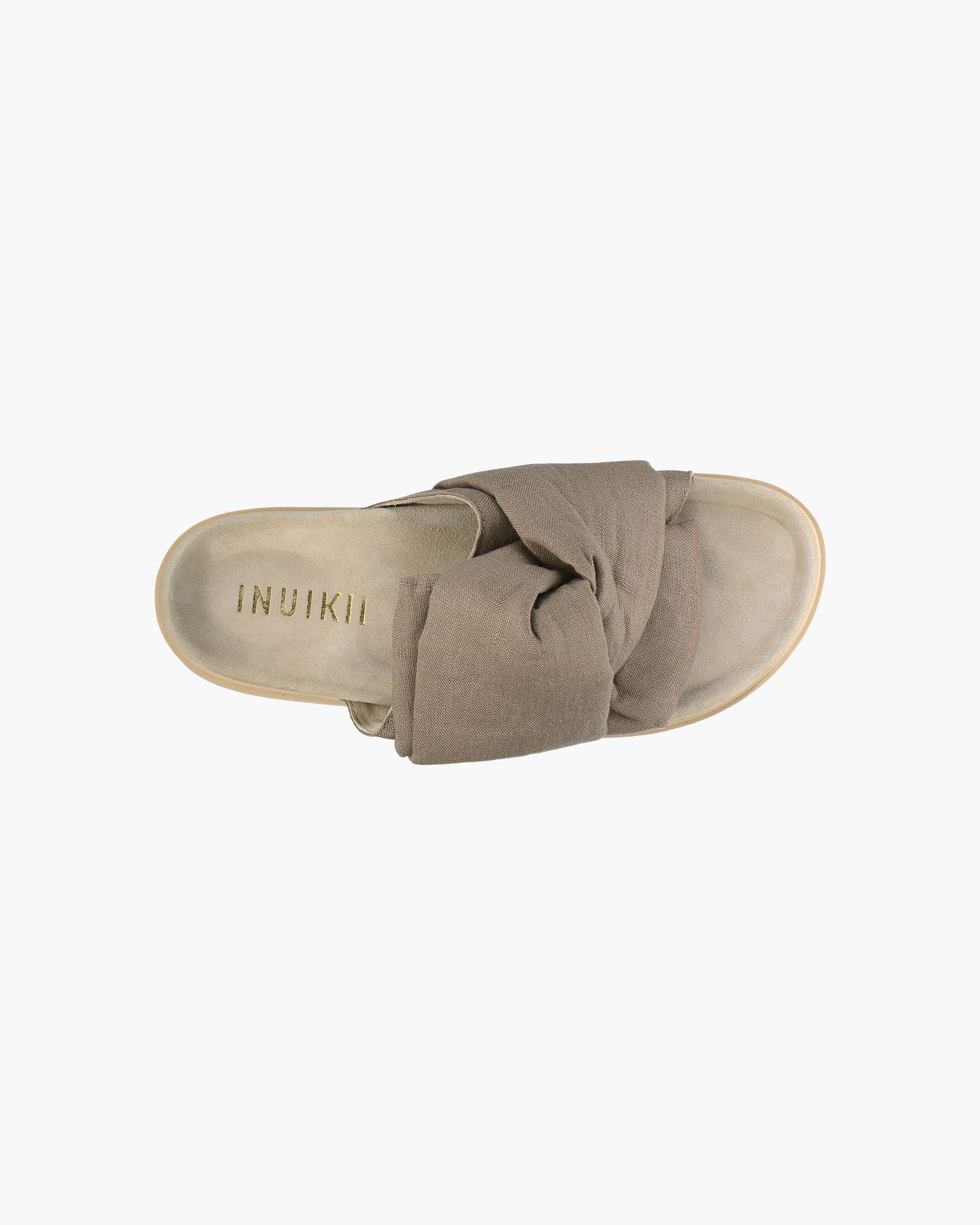 Taupe Women's Inuikii Knot Lino Slippers | BNFD-95026