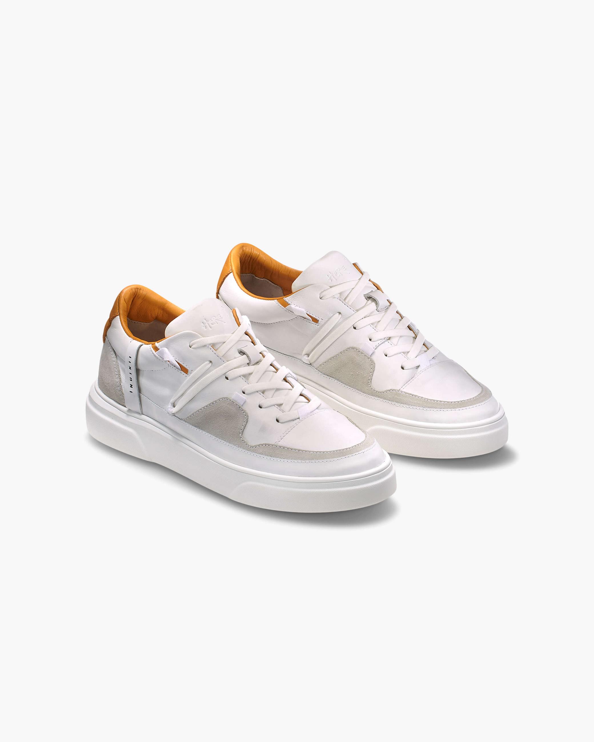 White / Orange Men's Inuikii Hugo Accent Canvas Shoes | JNFP-92073