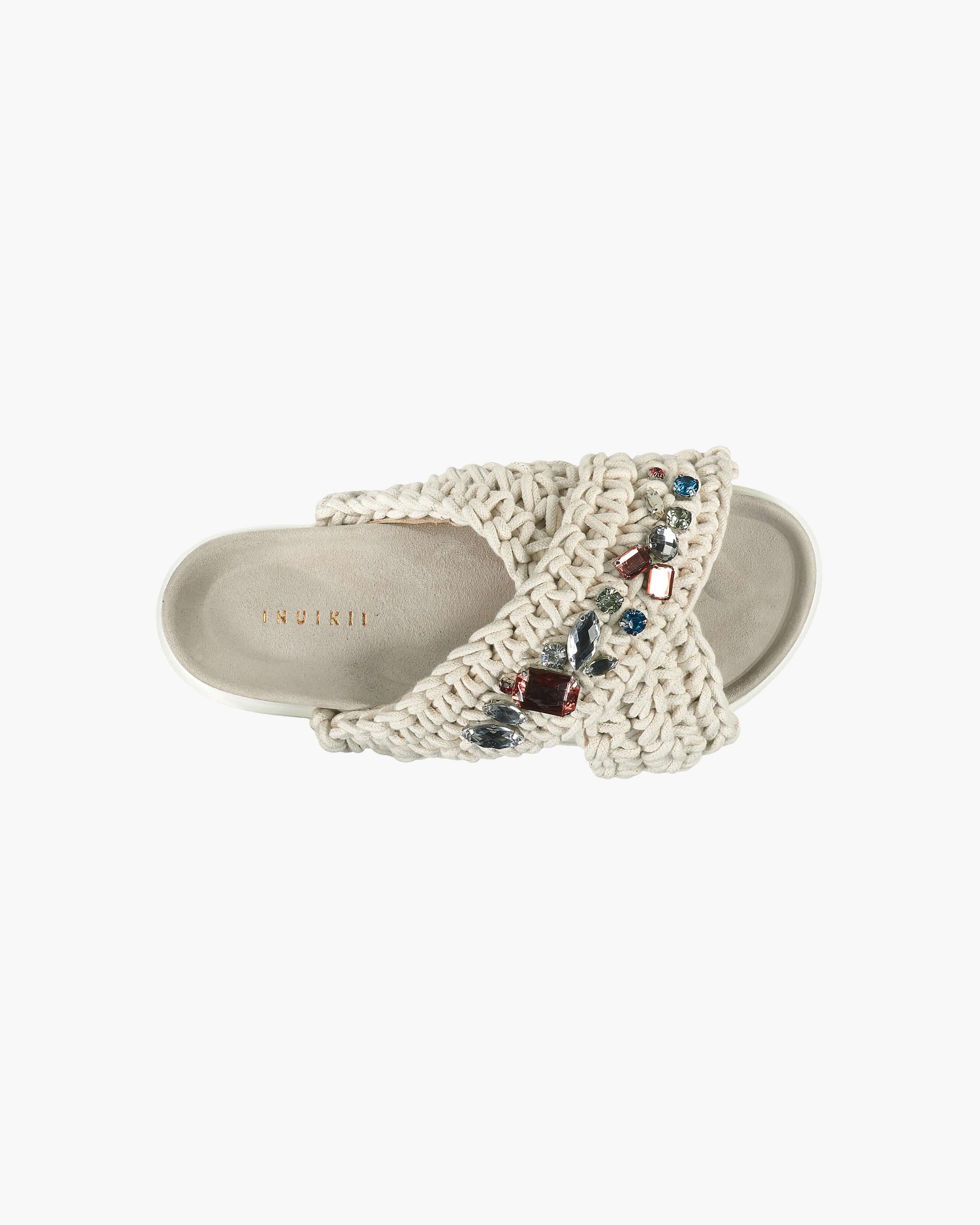 White Women's Inuikii Woven Stones Slippers | WZCI-57430