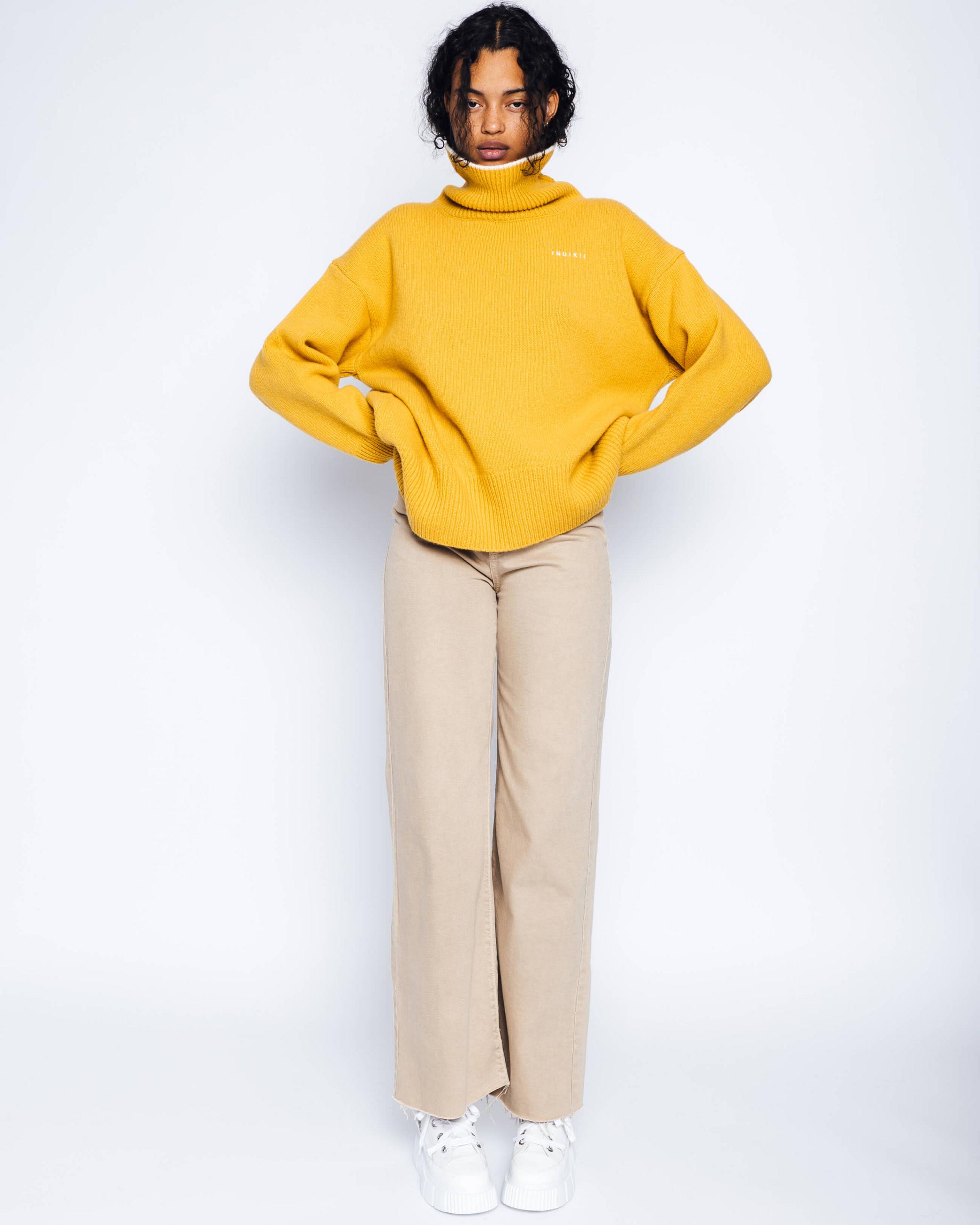 Yellow Women's Inuikii High Neck Knit Sweater Knitted Sweatshirt | PEVX-82631